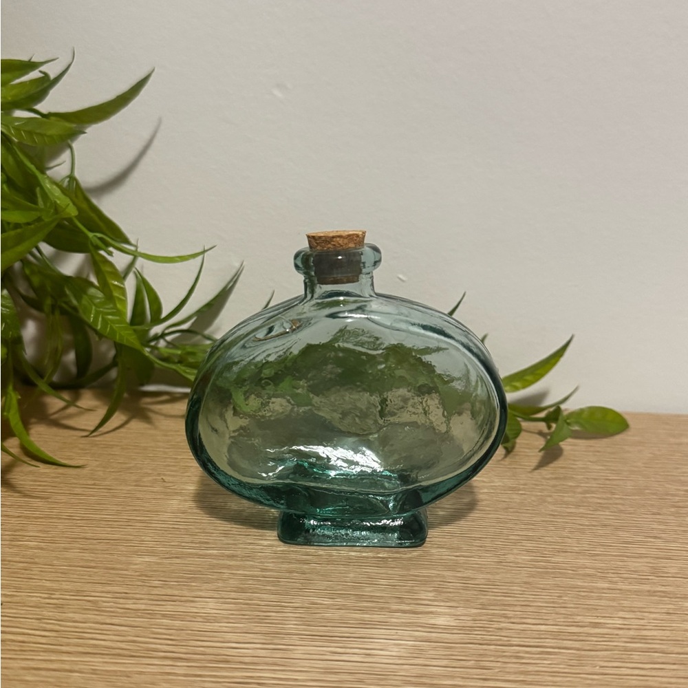 Aqua Glass Bottle with Cork Stopper